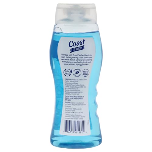 Coast 2-in-1 Hair and Body Wash - Rich Foamy Lather - Clean Rinsing Formula without Drying Out Skin - Dual Action - No Parabens or Phthalates - 18 oz.