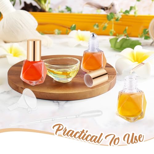Mirrline 30 Pack 8ml Glass Essential Oil Roller Bottles with Stainless Steel Rollers, Dropper & Funnel - Travel Perfume Containers