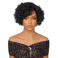 SUPERNOVA Black 04 Pixie Cut Curly Wig 6 Inch Human Hair Side Part, Glueless, Natural Style