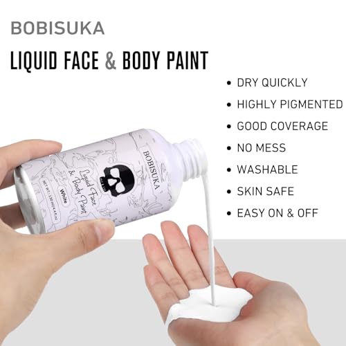 BOBISUKA White Liquid Face & Body Paint - 130ml Fast Drying SFX Makeup