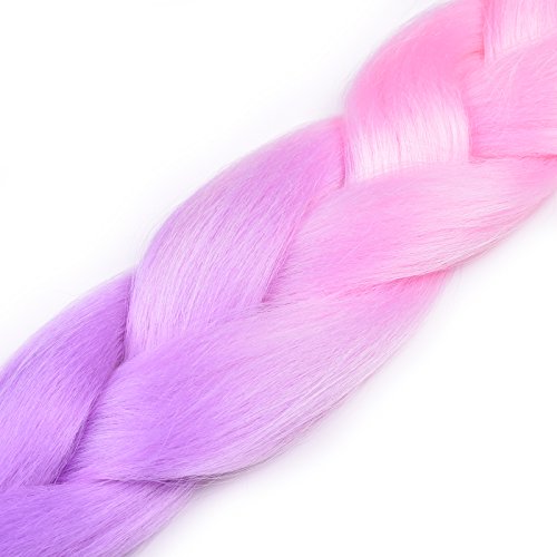 BACANA Pink Ombre Braiding Hair 24 Inch 3 Pack Jumbo
