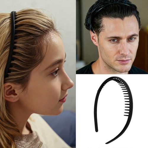 6 Pack Non-Slip Teeth Headbands with Comb - Women & Men