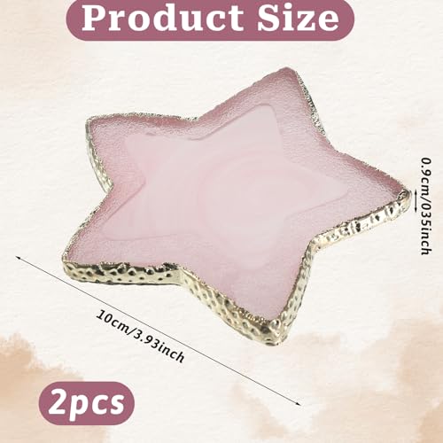 2 Pcs Nail Art Palette Mixing Palette Stars Shape Nails Polish Palettes Makeup Plate Resin Gilded Edge Makeup Nails Gel Display Board Pallet for Nail Art (Grey, Pink)