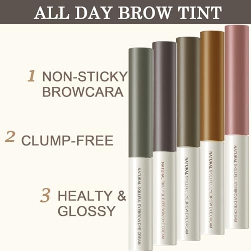 2 Pcs Tinted Eyebrow Cream,Ultra-Fine Brush Tinted Brow Gel Waterproof Long Wear Eye Brow Mascara Transfer-proof Natural Brow Makeup without Clumping, Light Brown