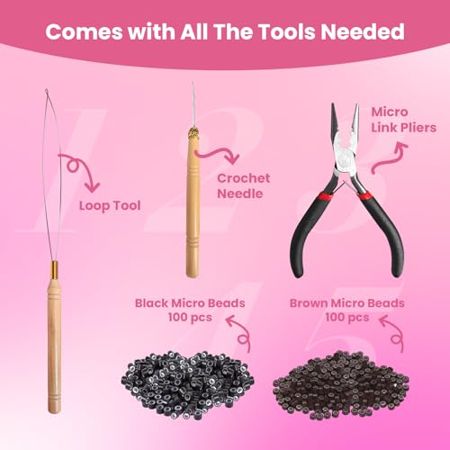 Glitter Hair Tinsel Extensions Kit 18 Colors with Tools