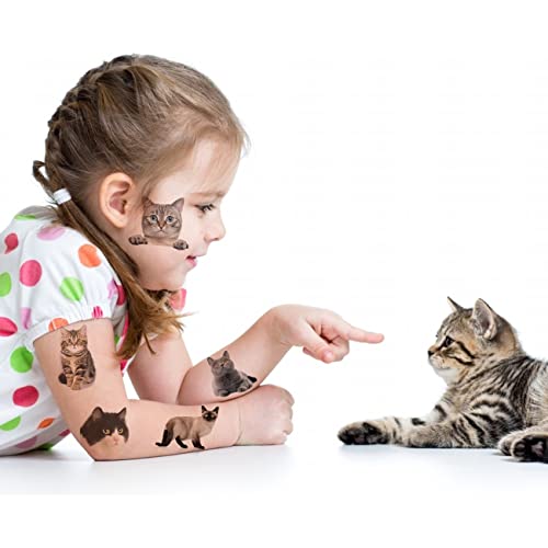 148 PCS Dog Cat Temporary Tattoos for Kids - 3D Individual Puppy kitten Tattoos for Boys Girls Animals Birthday Party Favors Goodie Bag Fillers
