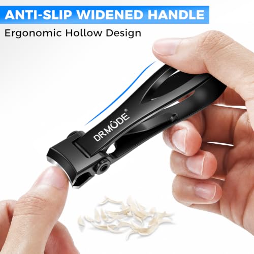 Black DRMODE Heavy Duty Nail Clippers for Thick Nails, 16mm Wide Jaw, 2 Pack