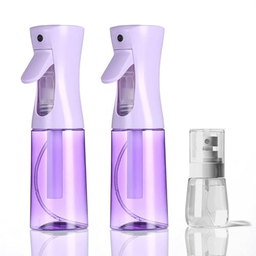 2-Pack Continuous Spray Bottles & 1 Travel Spray Bottle – 6.8oz & 1oz Mist Sprayers for Hair, Cleaning, and Gardening
