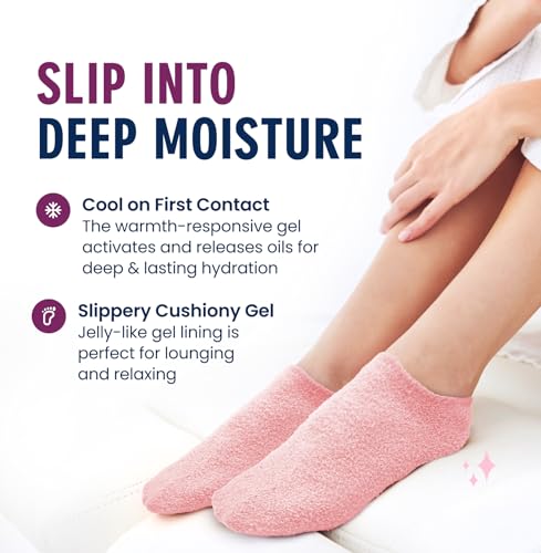 Dr. Frederick's Moisturizing Gel Socks for Dry Feet & Cracked Heels, Pink 1 Pair