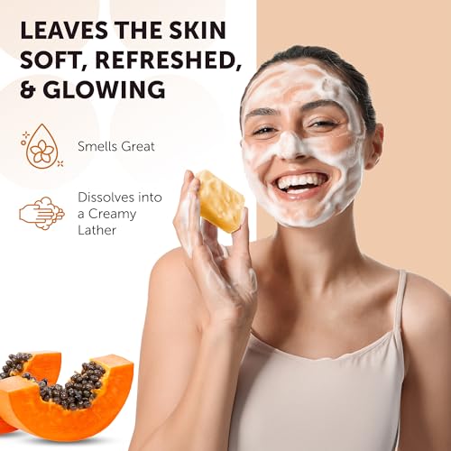 VALITIC Papaya and Turmeric Kojic Acid Soap Bar - Dark Spot Corrector Skin Care Cleansing Bar - Infused with Vitamin C, Hyaluronic Acid, Collagen, Retinol, Olive Oil - 2 Pack