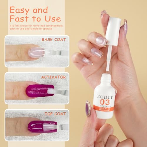 EODCI Dip Powder Liquid Set - 15ml Base Coat, Top Coat & Activator Kit