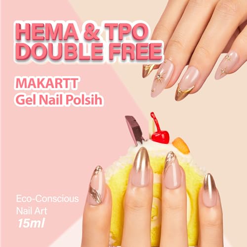 Makartt Jelly Bright Nude Gel Nail Polish 15ML - Hema-Free, Clay Muse Variation