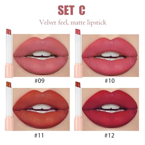 4-Color Matte Velvet Lipstick Set - Long-Lasting Waterproof