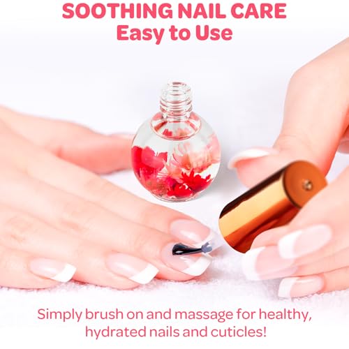 Strawberry Cuticle Oil 15ml with Real Flowers | Hydrating Nail Care