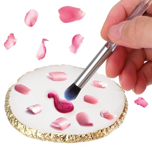 Resin Nail Art Palette with Gold Edges - White