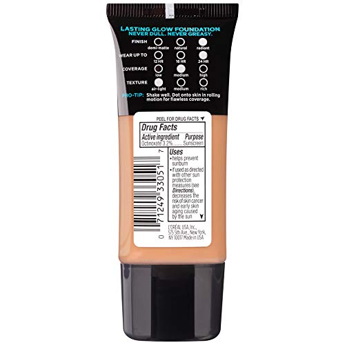 L'Oréal Paris Makeup Infallible Up to 24HR Pro-Glow Foundation, Buff Beige, 1 fl oz.