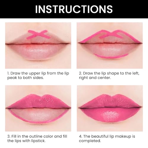 2-in-1 Hot Pink Lipstick & Lip Liner Duo - Moisturizing Glossy