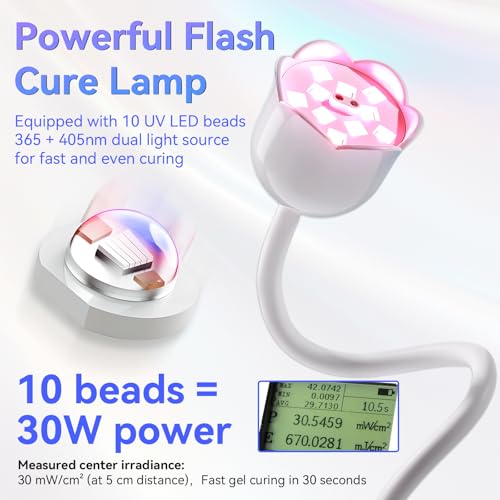 Makartt Mini UV Nail Lamp – 30mW/cm² LED, 360° Gooseneck, Auto Sensor