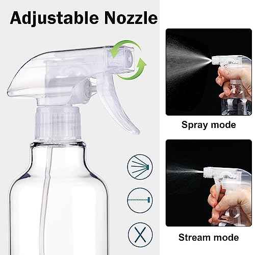 3 Pack Plastic Spray Bottles Empty Spray Bottle 10oz/300ml Heavy Duty Spraying Bottles Mist/Stream Water Bottle for Cleaning Solutions, Essential Oils, Hair (clear)