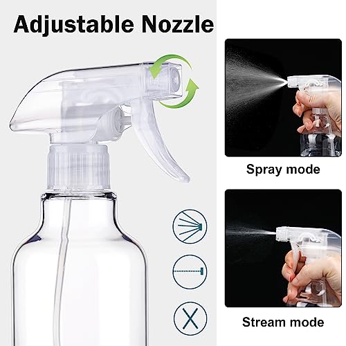 Plastic Spray Bottles 16.9oz 2-Pack with Adjustable Nozzle