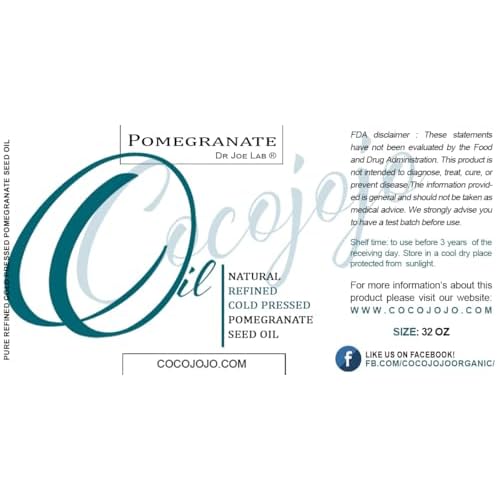 cocojojo Pomegranate Oil Pure Seed Oil Cold Pressed 32 oz Refined Skin Hair Nails Cuticles