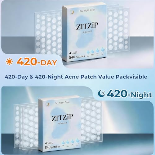 Hydrocolloid Acne Patches 840 Count - Day & Night Pimple Stickers