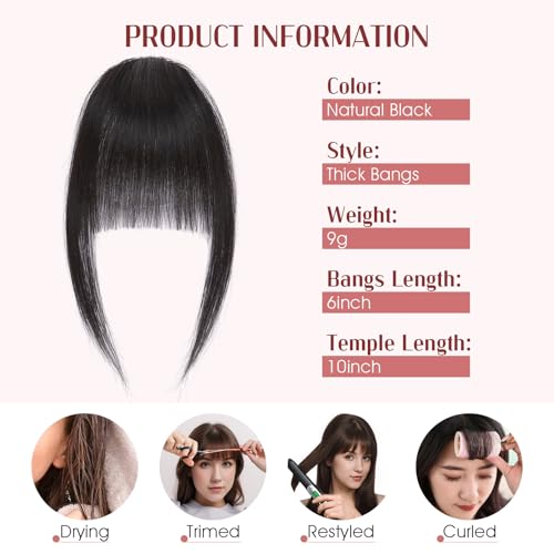 S-noilite Clip-In Bangs Human Hair Extensions with Temples