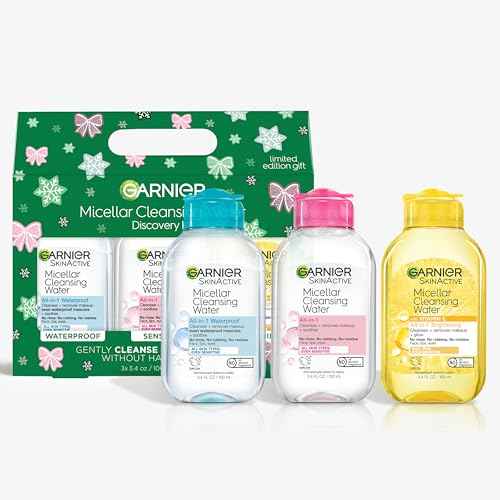 Garnier SkinActive Micellar Water Gift Set, Face Cleansing Holiday Skin Care Kit with Travel Size Micellar Facial Cleansers, Includes Original, Waterproof and Vitamin C Formulas, 1 Kit
