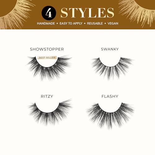 Lilly Lashes Luxury Synthetic DRAMA False Eyelashes - Full Length Lash Extension 17mm - Ultra Dramatic Look & Volume - Round Shape - Reusable Fake Lashes 15x - Lash Glue not Included (Flashy)