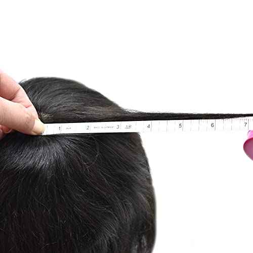 Toupee for Men Real Human Hair Piece Full Poly Thin Skin Men Hair Replacement System Mens Toupee Invisible Poly Coating Man Hairpieces8x10''-120% Density£¬1B# OFF BLACK