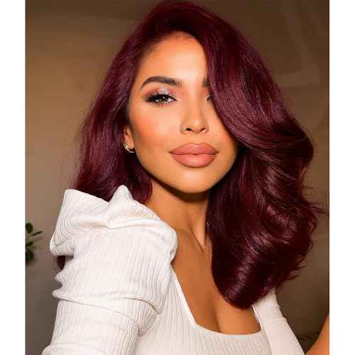 99J Bob Wig Human Hair 13x4 Frontal Lace Wig 14 Inch Body Wave 180% Density Burgundy HD Transparent Lace Front Wigs Human Hair Wigs for Black Women Pre Plucked Red