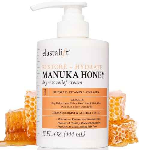Elastalift Manuka Honey Cream Face Moisturizer & Body Butter Lotion For Dry Skin | Firming & Hydrating Miracle Balm Skin Care Moisturizing Lotion For Women, Wrinkles, & Sun Damaged Skin, 15 Fl Oz