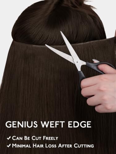 WENNALIFE Tape in Weft Hair Extensions - 18" Remy Human Hair, Light Dark Brown, 31" Wide, DIY Reusable