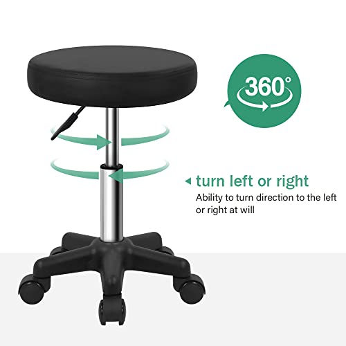 FURWOO Round Rolling Stool - Height Adjustable, Salon & Spa