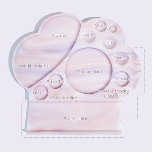 Libeauty Extra Large Lash Lift Palette for Lotion Storage & Mixing, Silicone Tray for Professional Salon, Non-Slip Cat Paw Design, Misty Pink