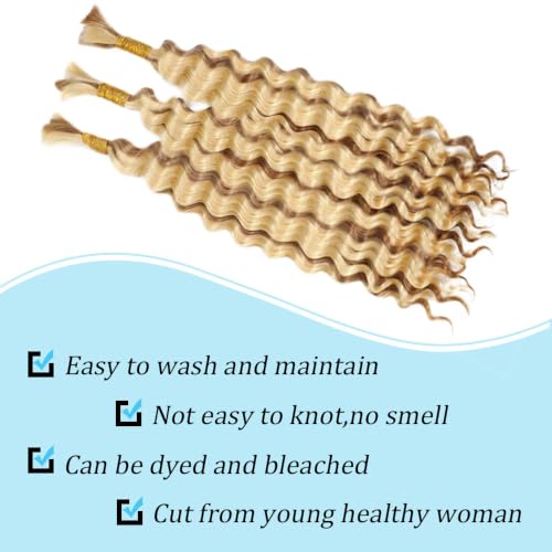 Fridnae Deep Wave Human Hair Braiding Bundles for Boho & Ombre Styles 20 Inch