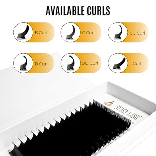 Easy Fan Lash Extensions by STACY LASH | D Curl Eye Lashes | Easy Fanning Lashes 3D 4D 5D 6D 7D 10D | Volume Set | 16-Rows Lash Tray | Eyelash Extension Supplies for Lash Tech |D-0.03-11mm