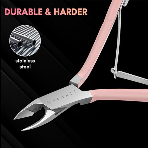 Makartt Precision Cuticle Nipper - Pink Stainless Steel Full-Jaw Trimmer