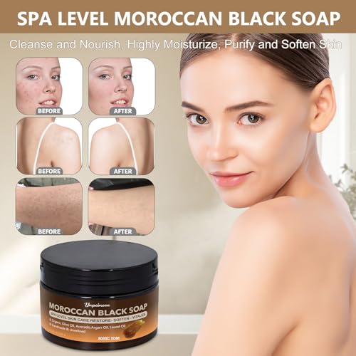 2 PCS Moroccan Black Soap with Argan and Rose, SPA Level Beldi