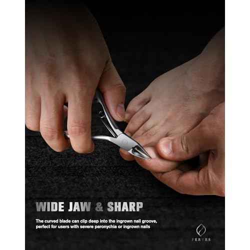 FERYES Toe Nail Clippers for Thick & Ingrown Toenails - Stainless Steel Thick Toenail Clippers for Seniors, Precision Grip Fingernail Clippers for Effortless Trimming - Silver