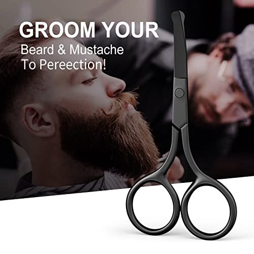 AsonTao Small Nose Hair Scissors Black Stainless Steel Round Tip Safety Eyebrow Tool