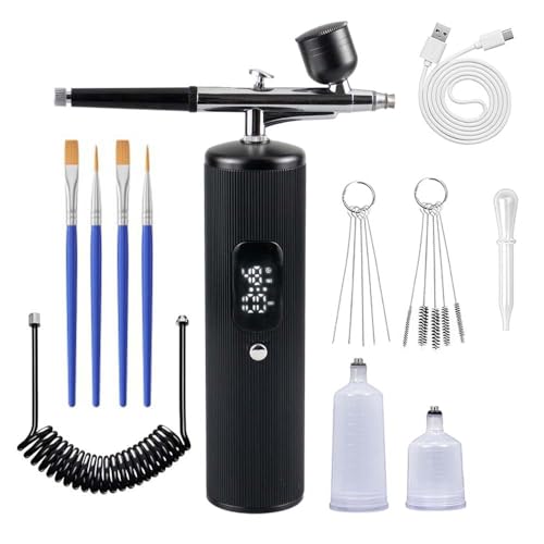 48PSI Airbrush Kit with Compressor, 0.3mm Nozzle & 4000mAh Battery