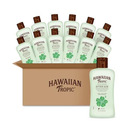 Hawaiian Tropic After Sun Lotion Lime Coolada Case, 12 mini bottles | After Sun Care Travel Essentials, Aloe Vera Lotion, 2 fl oz each (Pack of 12)