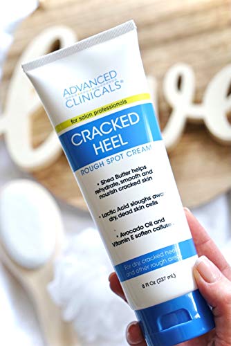 Advanced Clinicals Cracked Heel Foot Cream Skin Care Moisturizer Lotion For Feet W/Shea Butter | Helps Heal Cracked Skin, Rough Spots, Calluses, & Dry Skin | Foot Lotion | Hand Lotion| Large 8 Fl Oz