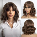 Bob Wig with Bangs 12" Synthetic Wavy Heat Resistant