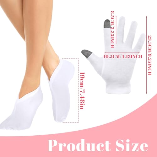 Cotton Moisturizing Socks & Gloves Set for Dry Feet and Hands (4 Pairs)