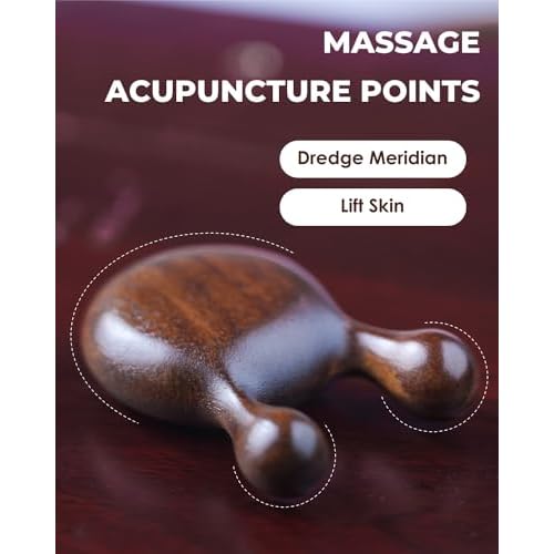 Gua Sha Massager for Face, Natural Sandalwood Wooden Guasha Scraping Massage Tool for Face, Eye Neck Body Muscle Relaxing Prevents Wrinkles
