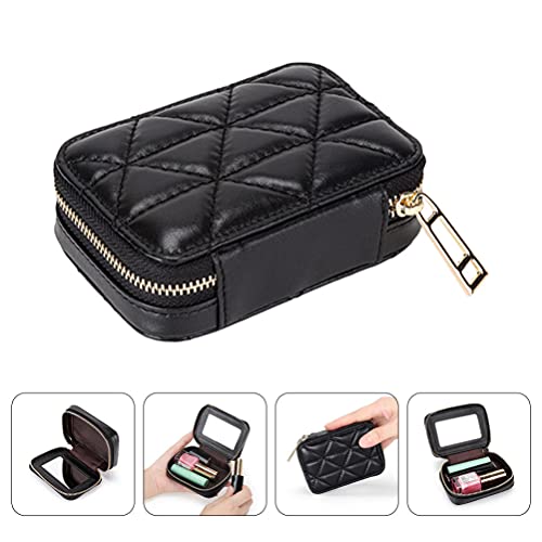 SOIMISS Small Makeup Bag Outdoor Makeup Pouch Lipstick Lip Case Cosmetic Organizer Purse with Mirror for Women