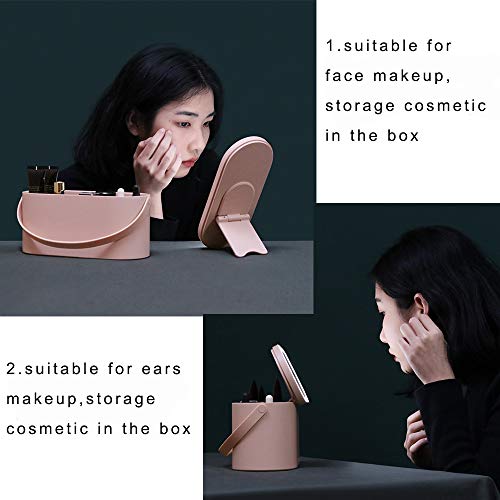 Travel Makeup Organizer Box with LED Mirror, Portable Makeup Case Touch Switch Home Cosmetic Box Jewelry Organizer Birthday Valentine's Day Gift for Women Girls,Pink