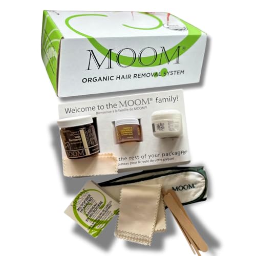 MOOM Organic Waxing Kit Gift Box for Women ? Sugar Wax Hair Removal for Face, Bikini & Underarms ? Travel Wax, Foot Spa Cream & Tools ? Ideal for traveling & gifting